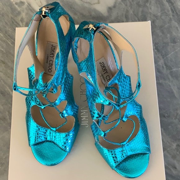 Jimmy Choo Blue Strappy Sandals - Picture 1 of 7